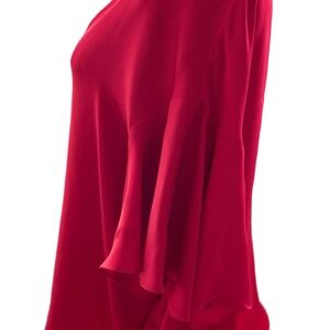 Milly Tops | Red Silk Blouse | Size M